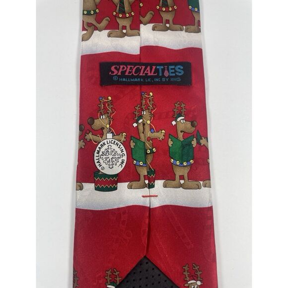 Hallmark Specialties Christmas Tie Men’s Reindeer Silk Holiday - Picture 2 of 4
